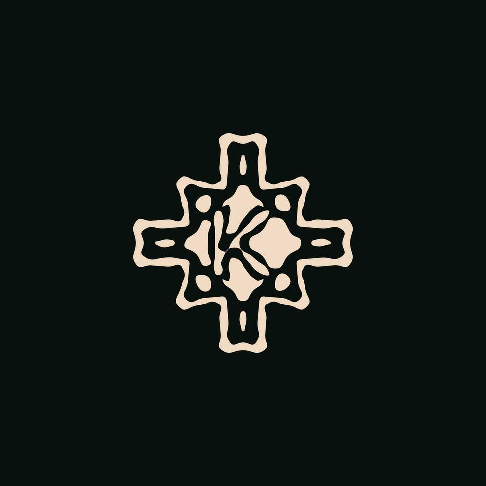 Initial letter K logo. unique tribe ethnic ornament ancient emblem vector