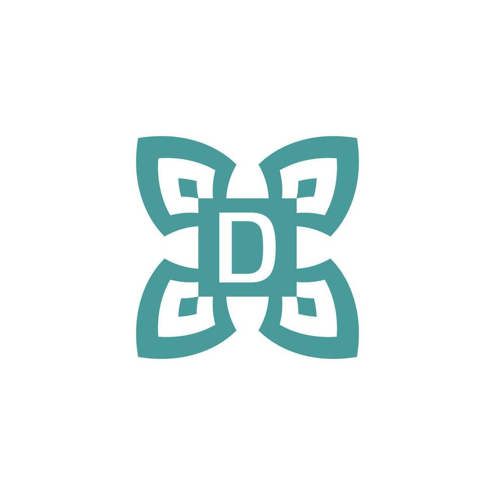 Initial letter D logo ornamental natural emblem pattern frame vector