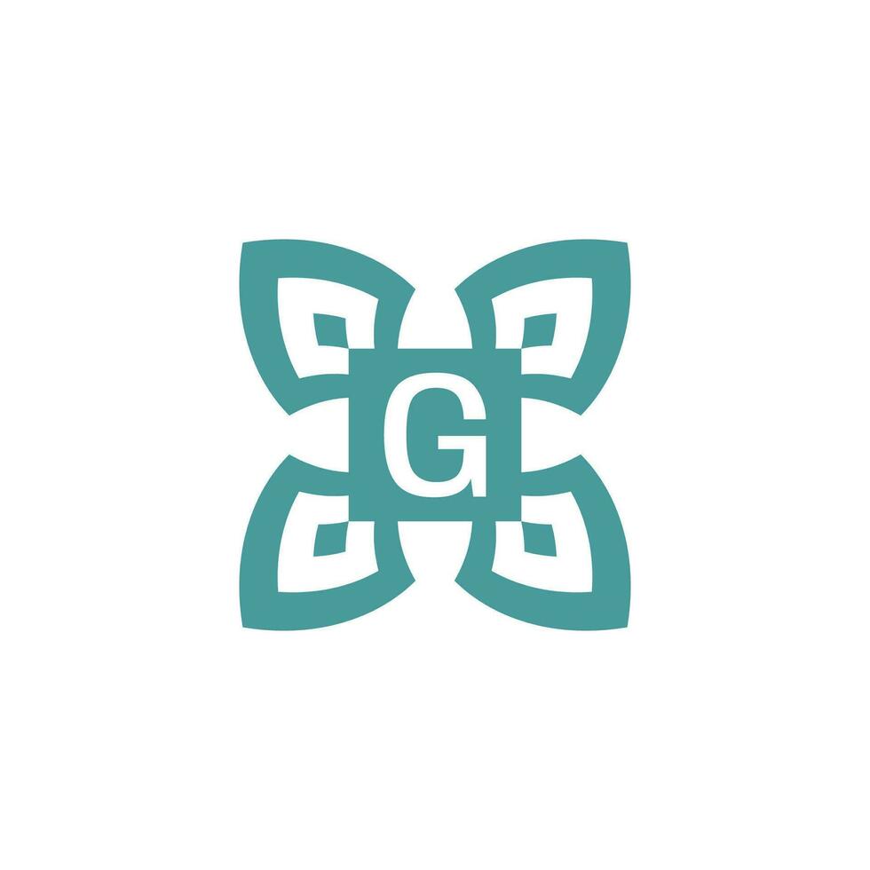 Initial letter G logo ornamental natural emblem pattern frame vector