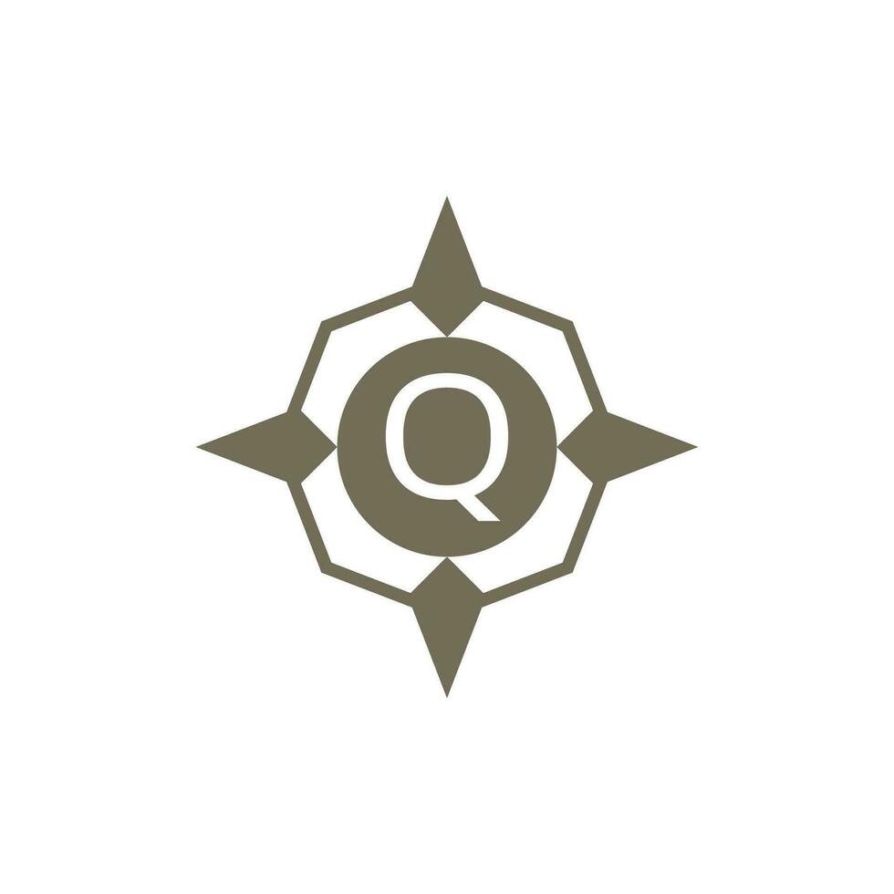Initial letter Q ornamental wind direction compass logo vector