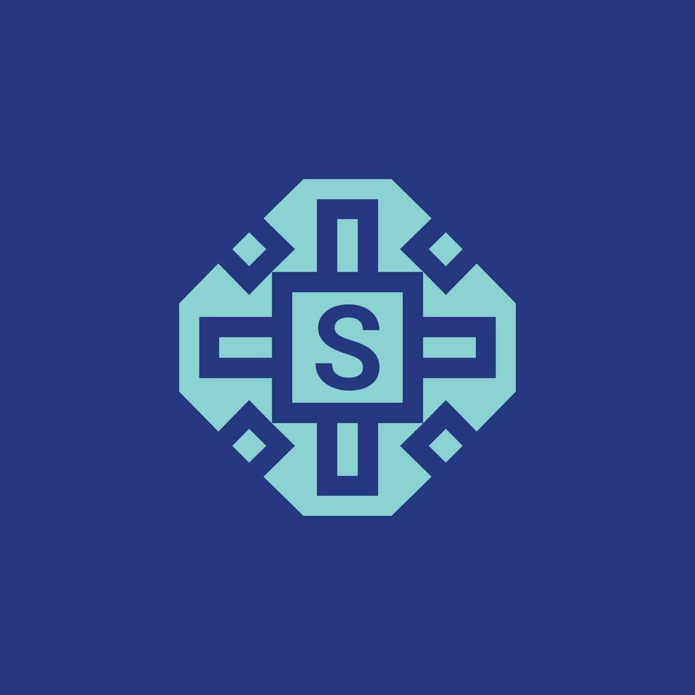 Initial letter S logo ornamental modern frame emblem vector
