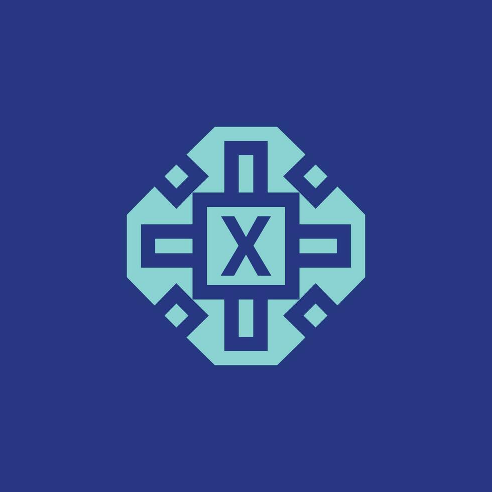 Initial letter X logo ornamental modern frame emblem vector