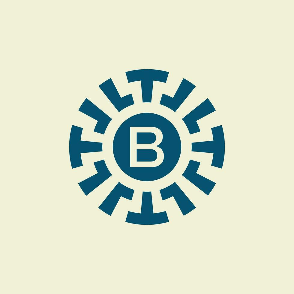 Initial letter B ornamental circle emblem unique pattern vector