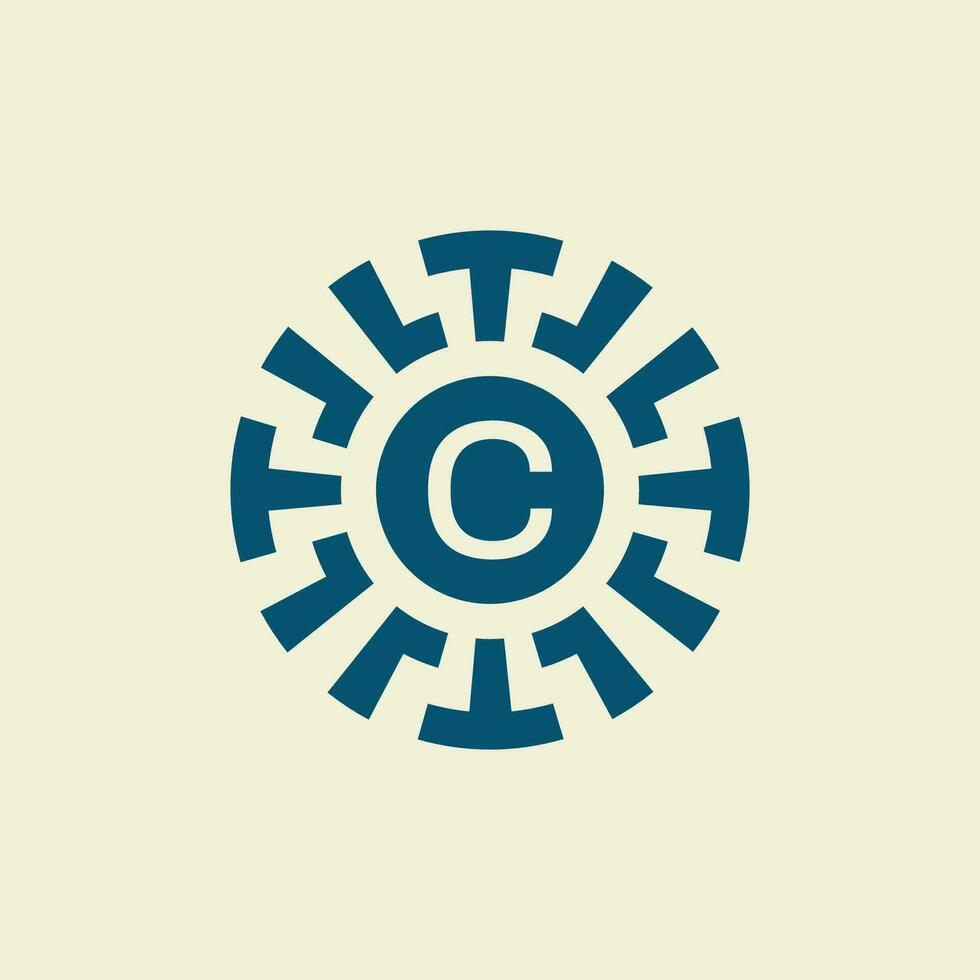 Initial letter C ornamental circle emblem unique pattern vector