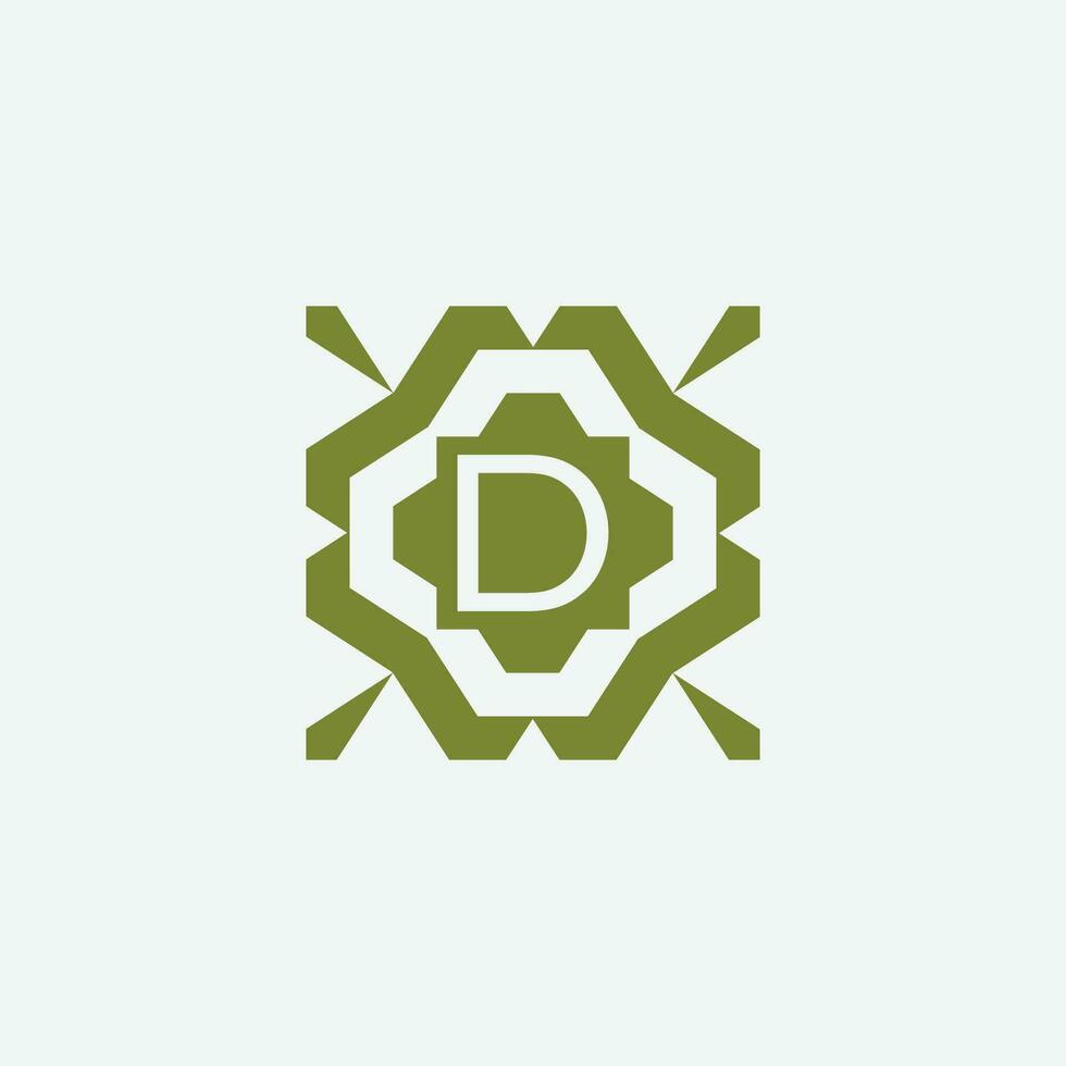 Initial letter D ornamental simple tribal pattern frame natural logo vector