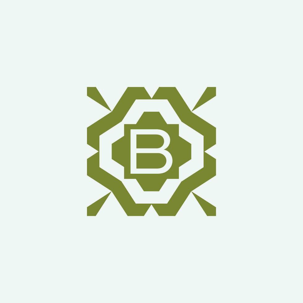 Initial letter B ornamental simple tribal pattern frame natural logo vector