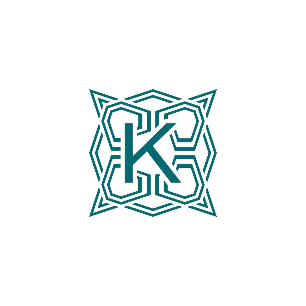 Initial letter K elegant lines modern alphabet frame logo vector