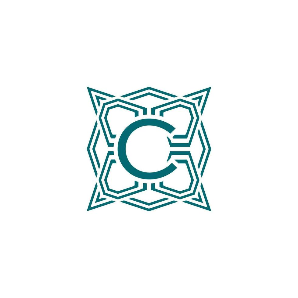 inicial letra C elegante líneas moderno alfabeto marco logo vector