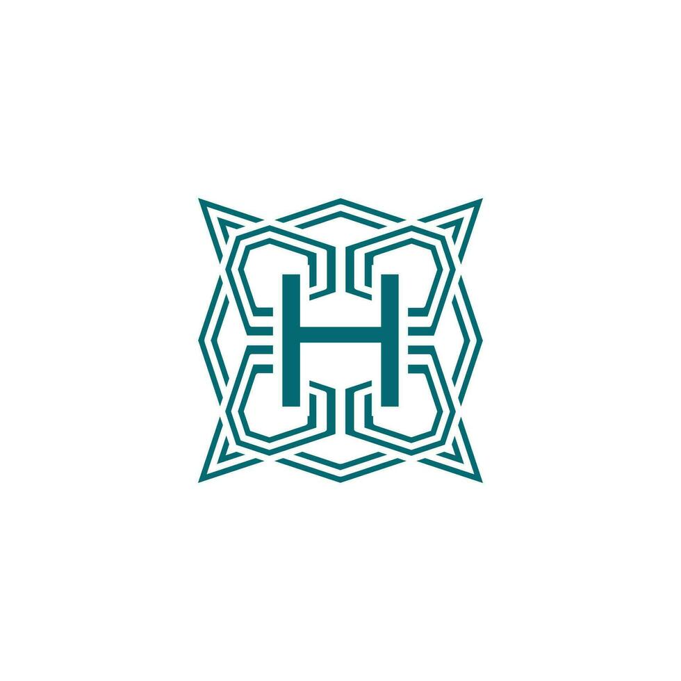 Initial letter H elegant lines modern alphabet frame logo vector