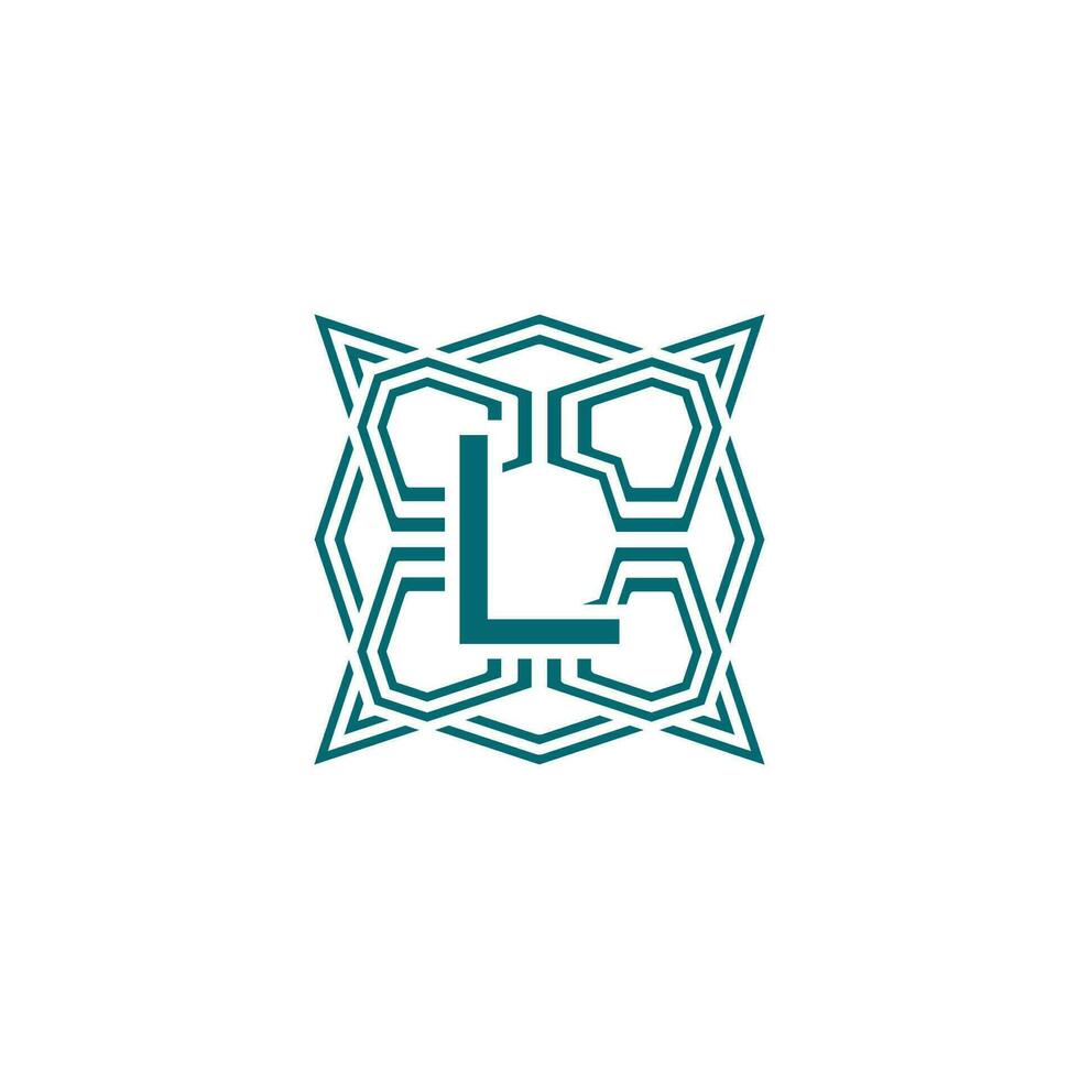 Initial letter L elegant lines modern alphabet frame logo vector