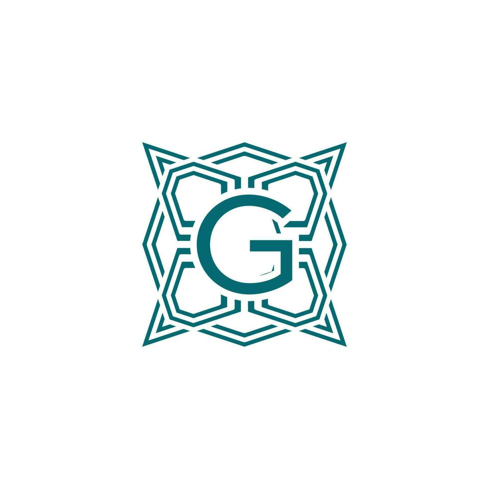 Initial letter G elegant lines modern alphabet frame logo vector