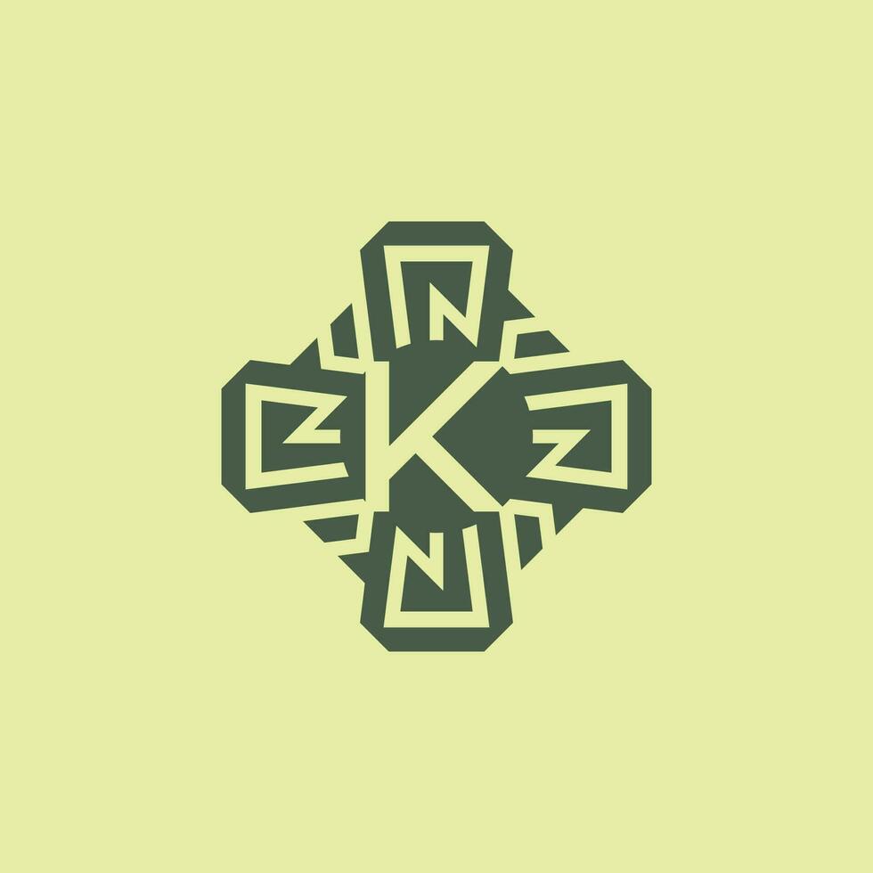 Initial letter K modern technology circuit pattern emblem logo vector