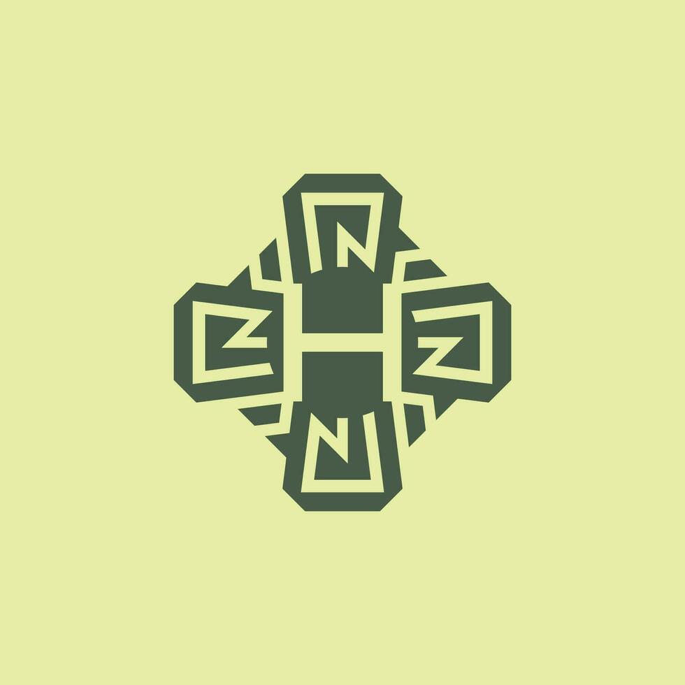 Initial letter H modern technology circuit pattern emblem logo vector