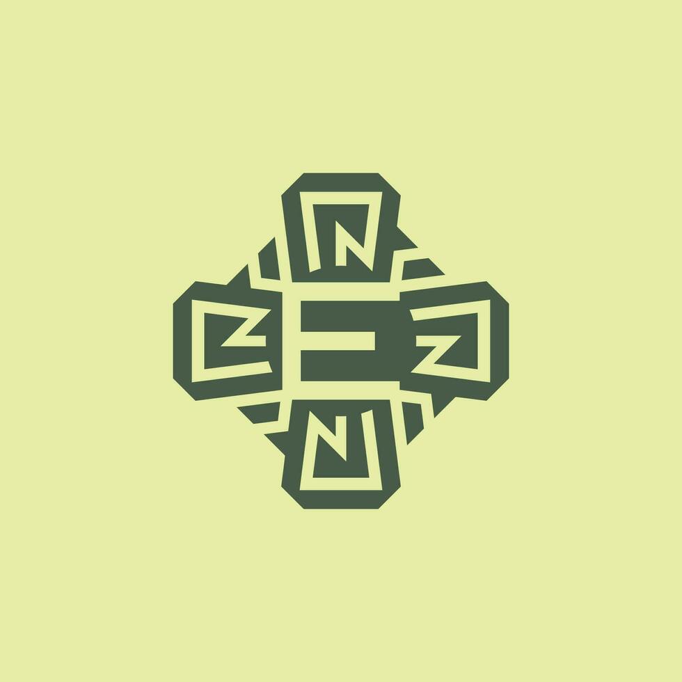 Initial letter E modern technology circuit pattern emblem logo vector