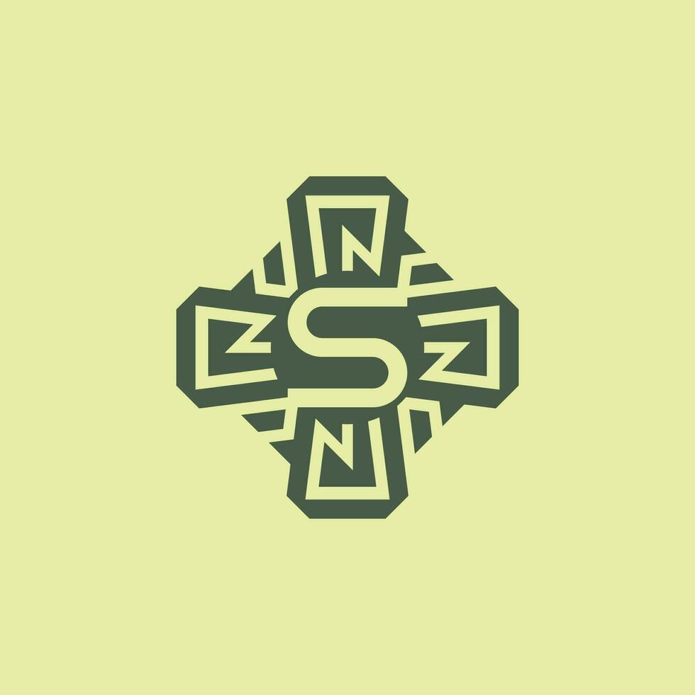 Initial letter S modern technology circuit pattern emblem logo vector