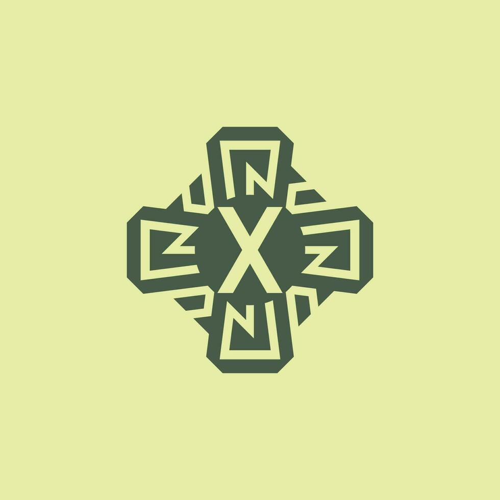 Initial letter X modern technology circuit pattern emblem logo vector
