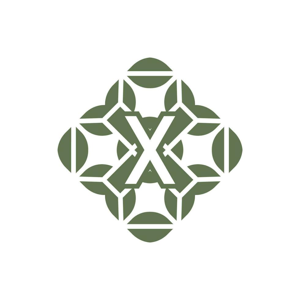 Initial letter X organic natural green alphabet logo vector