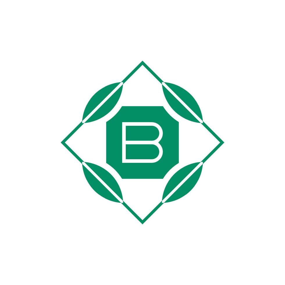 Initial letter B nature leaf emblem logo vector