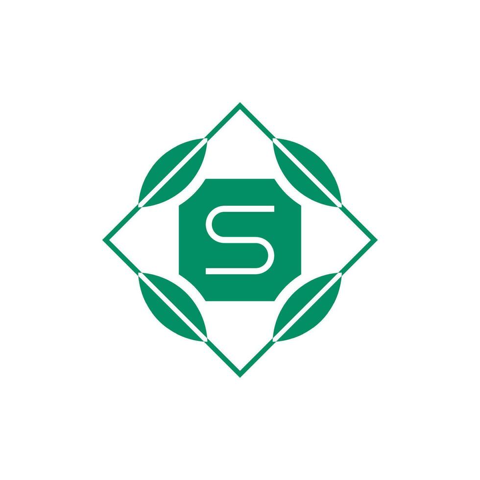Initial letter S nature leaf emblem logo vector