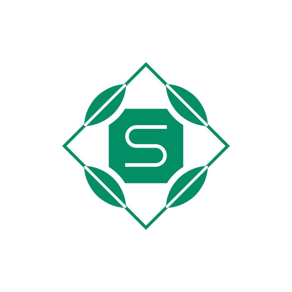 Initial letter S nature leaf emblem logo vector