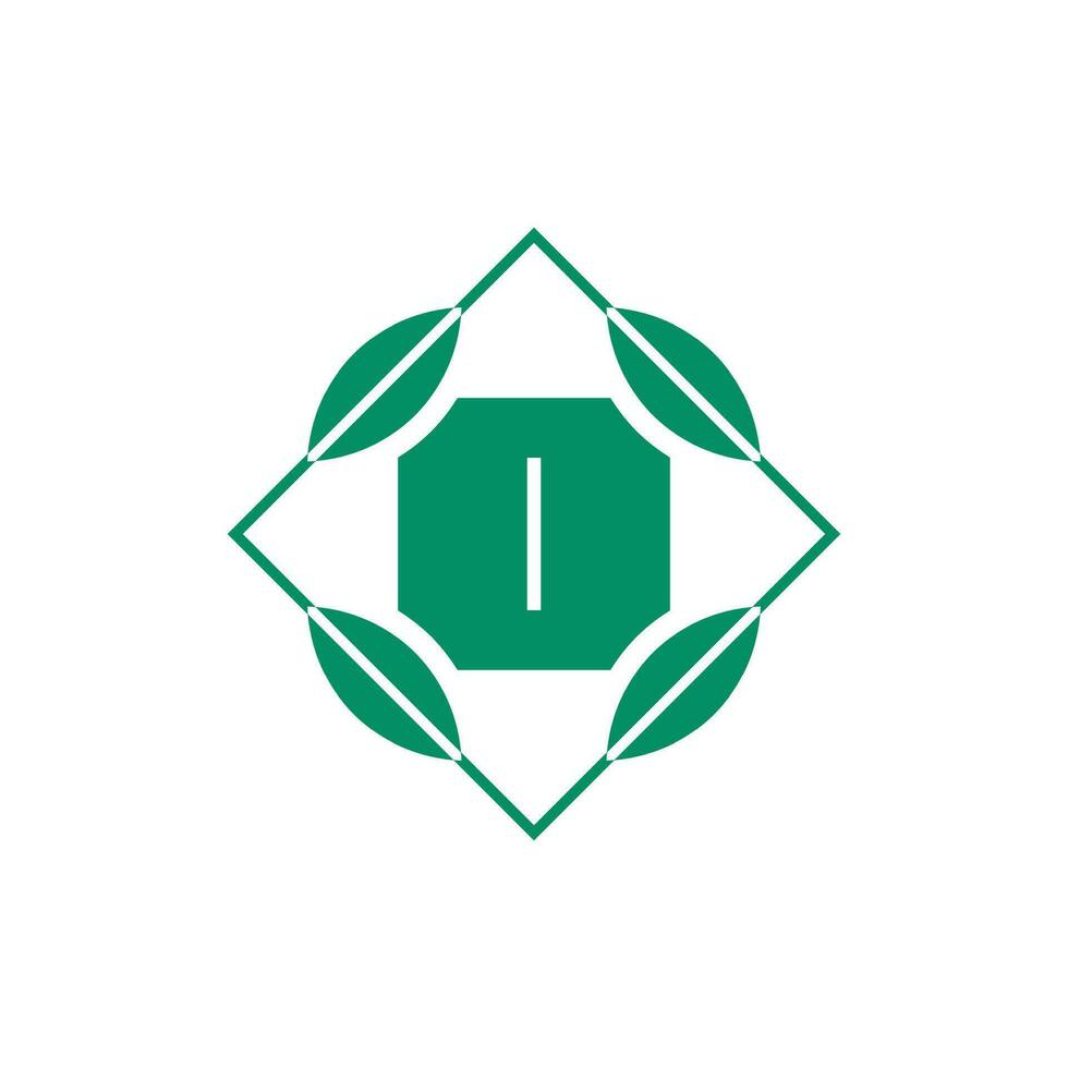 Initial letter I nature leaf emblem logo vector