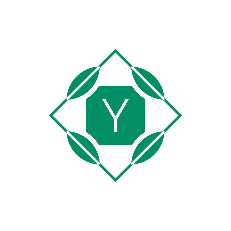 Initial letter Y nature leaf emblem logo vector