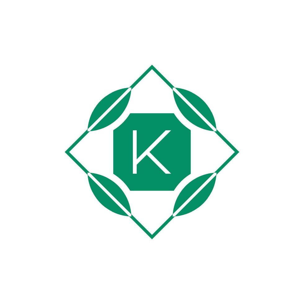 Initial letter K nature leaf emblem logo vector