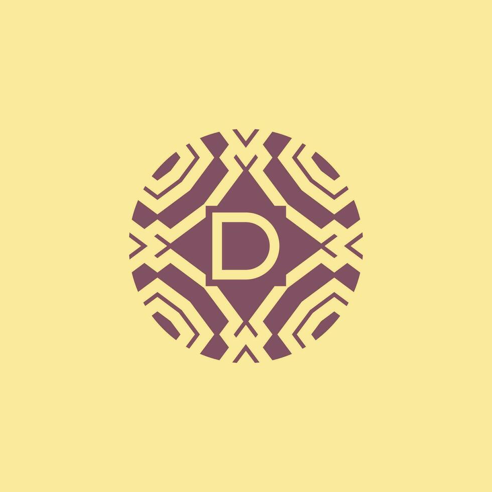 Initial letter D circle frame unique tribe pattern logo vector