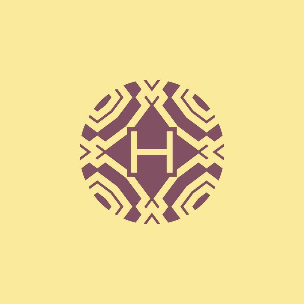 Initial letter H circle frame unique tribe pattern logo vector
