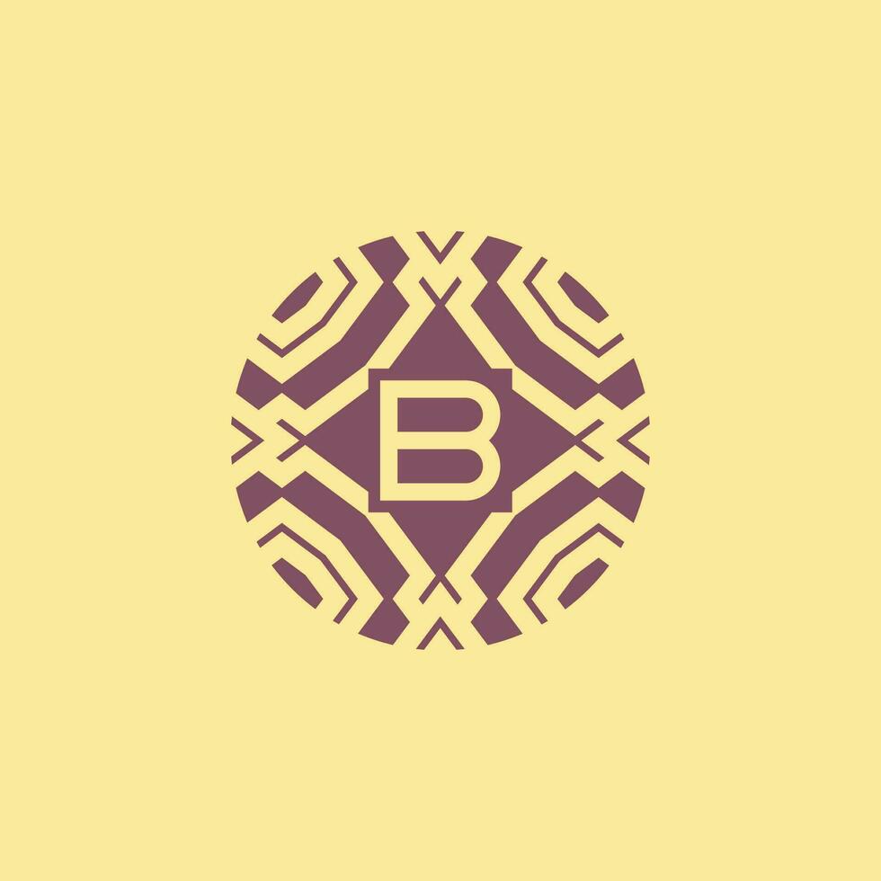 Initial letter B circle frame unique tribe pattern logo vector