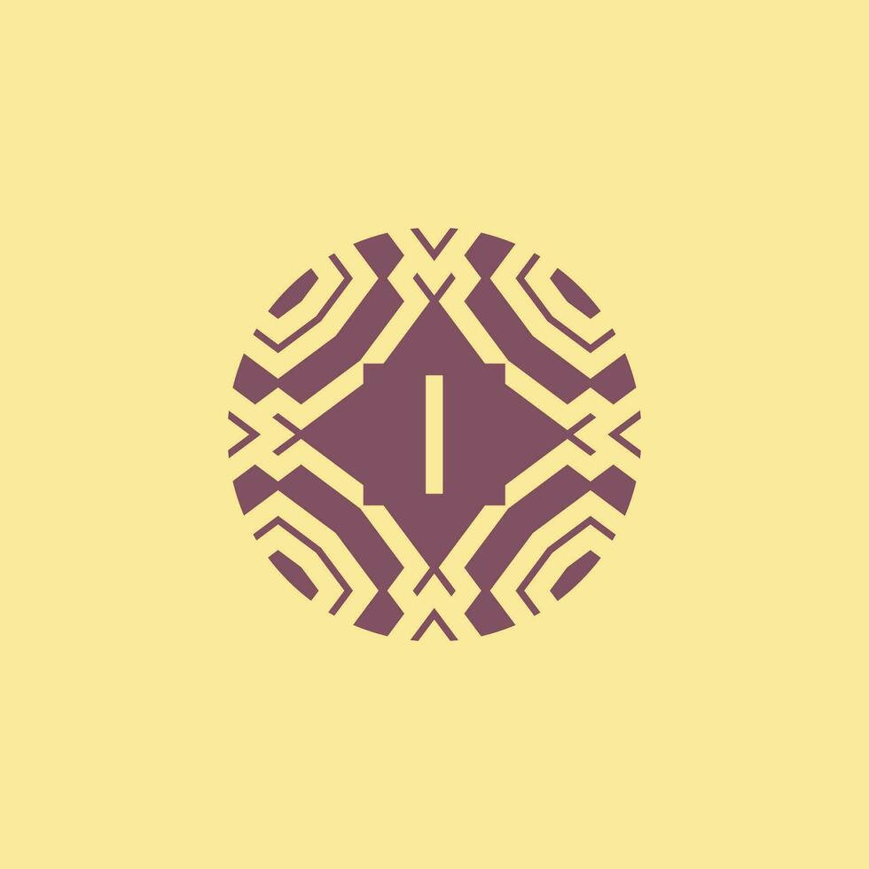 Initial letter I circle frame unique tribe pattern logo vector