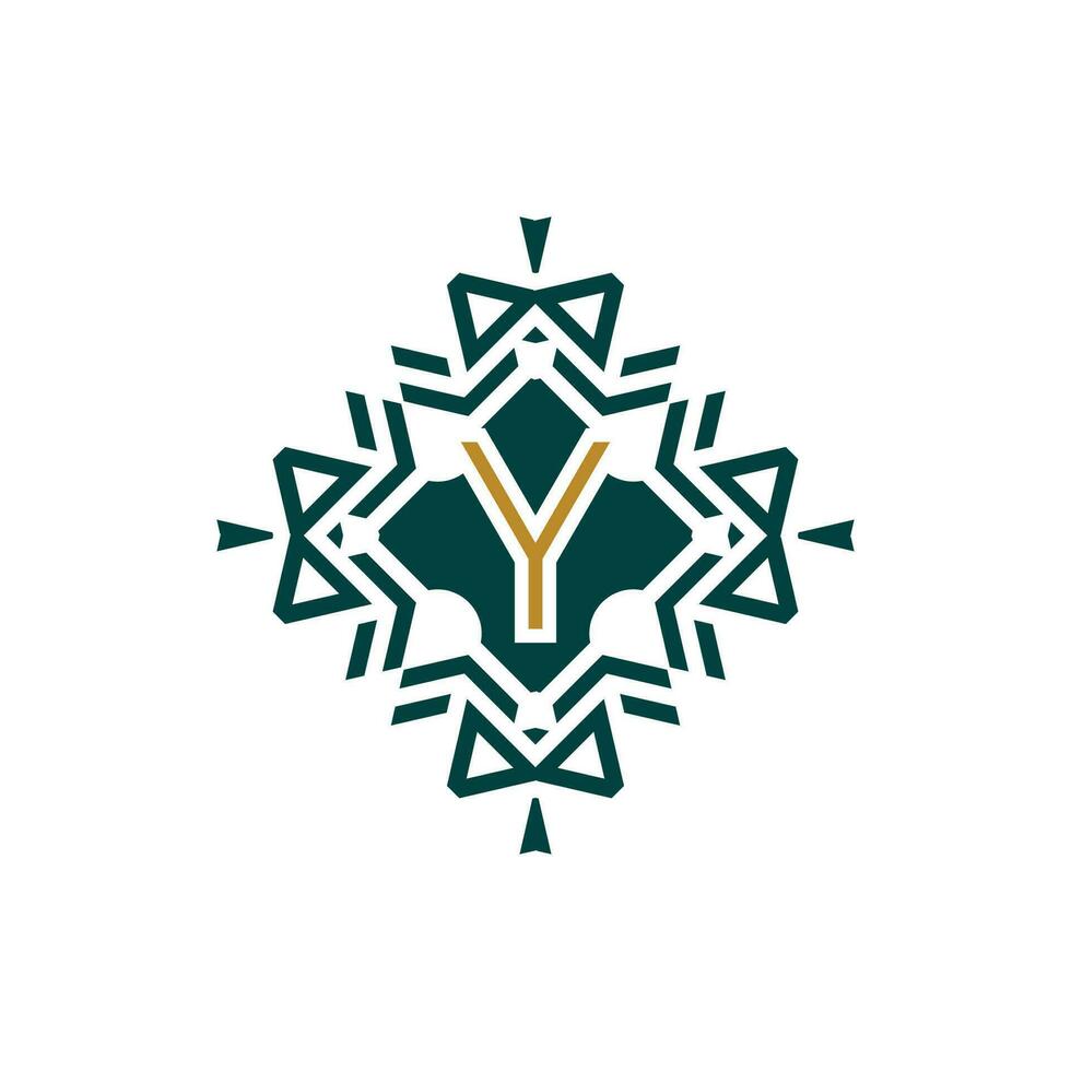 Initial letter Y abstract antique pattern emblem decorative logo vector