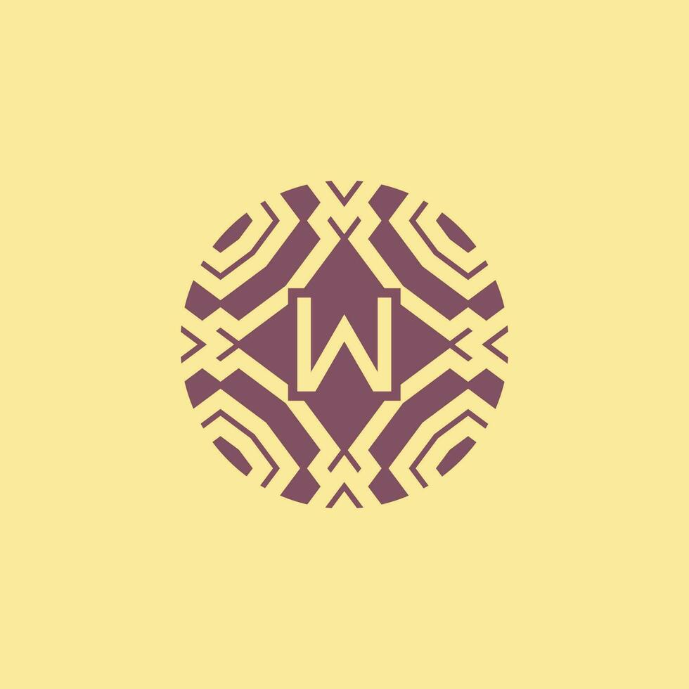 Initial letter W circle frame unique tribe pattern logo vector