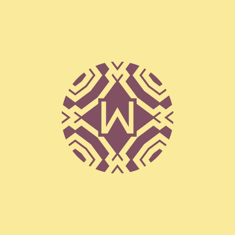 Initial letter W circle frame unique tribe pattern logo vector