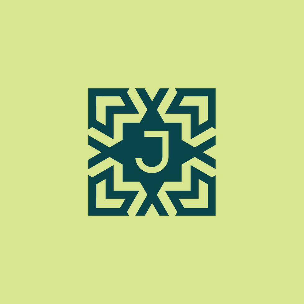 Initial letter J square abstract pattern logo vector