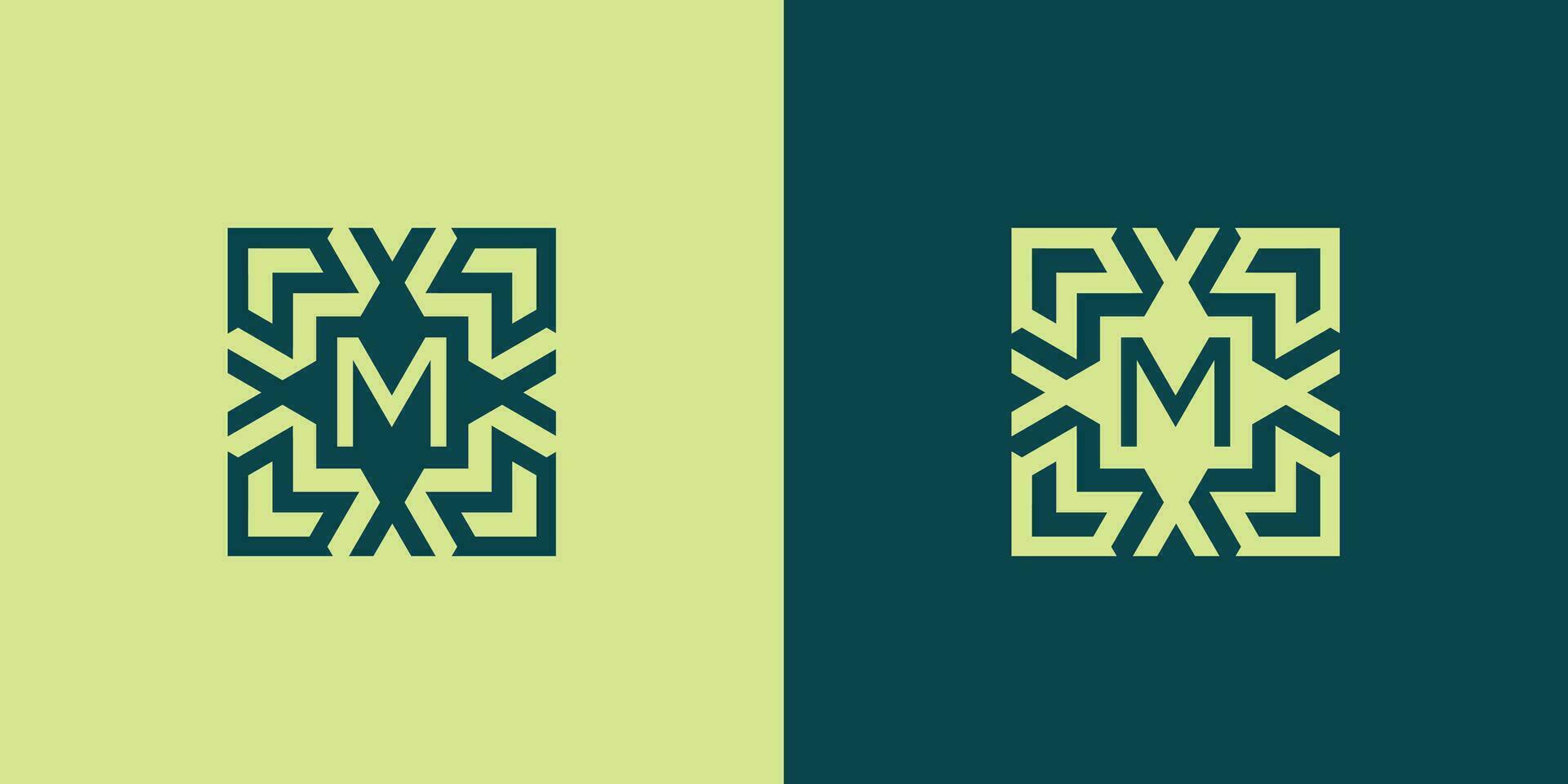 Initial letter M square abstract pattern logo vector