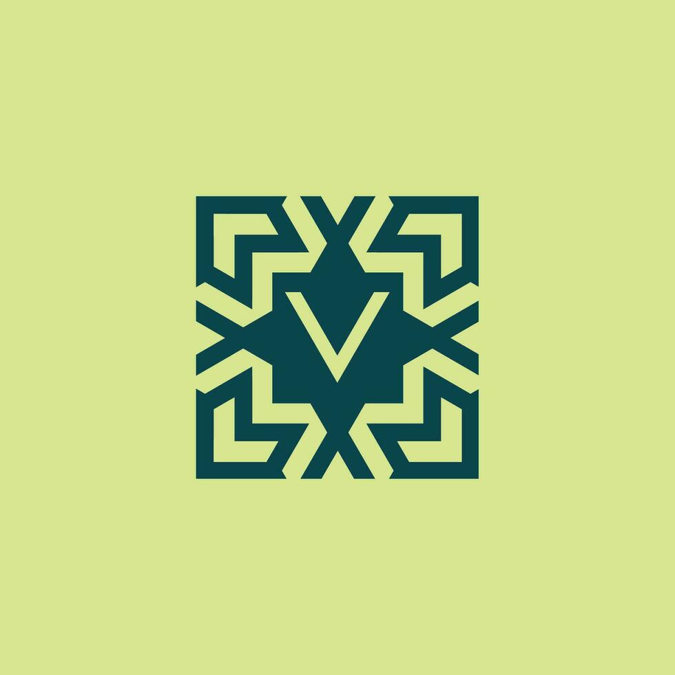 Initial letter V square abstract pattern logo vector