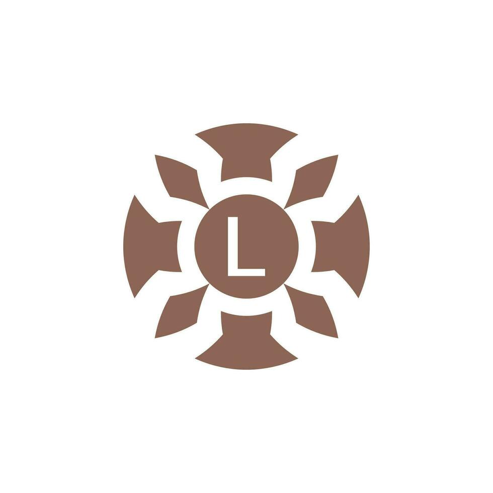 Initial letter L abstract decorative natural leaf pin emblem logo vector