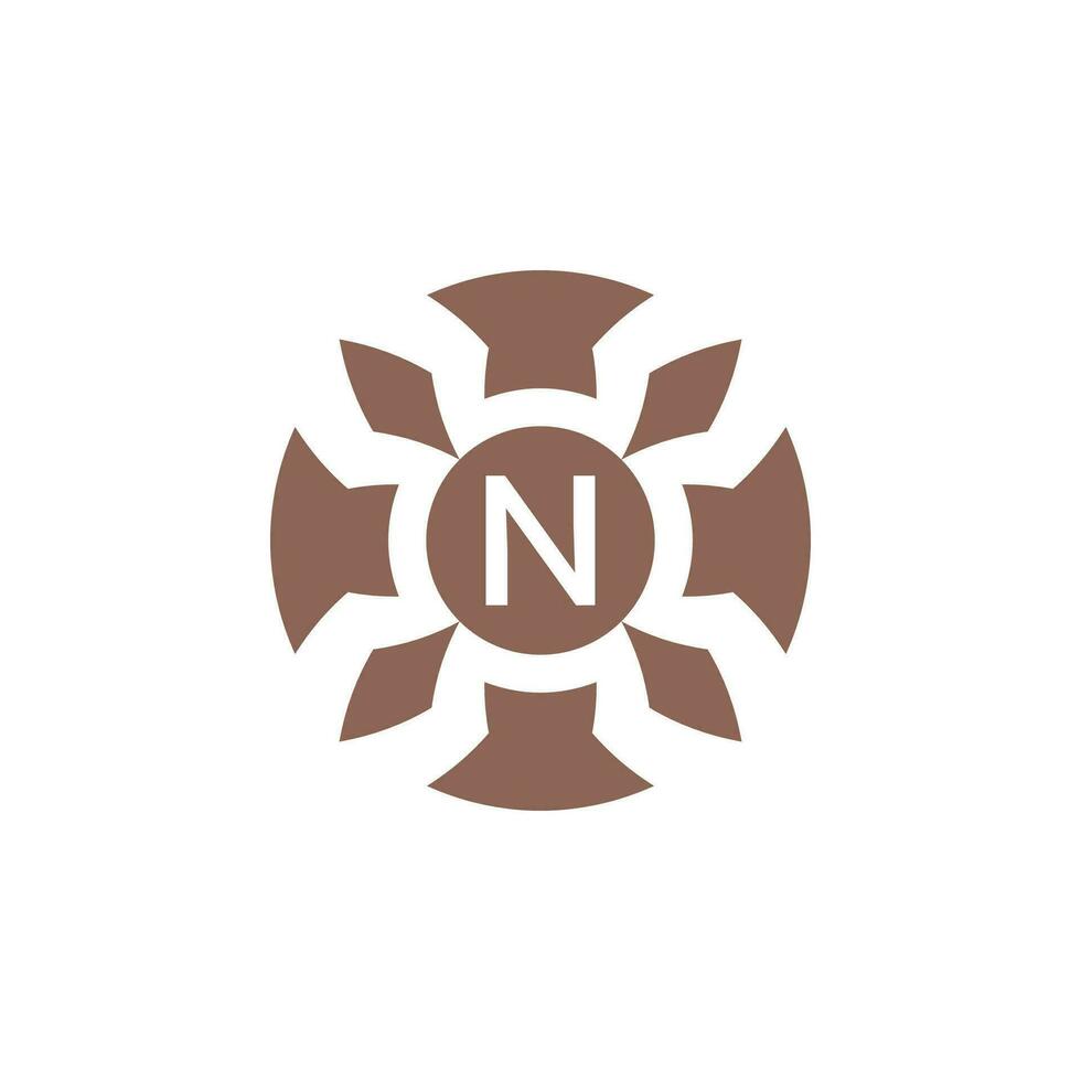Initial letter N abstract decorative natural leaf pin emblem logo vector