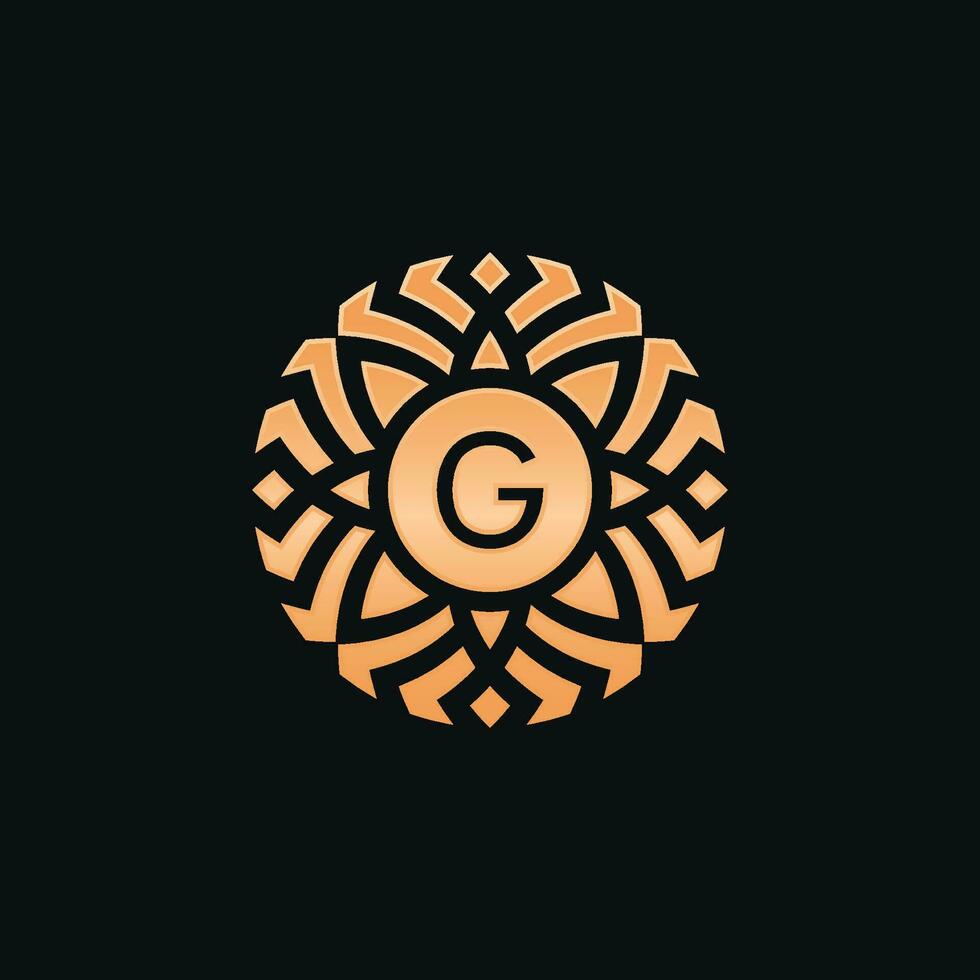 Initial letter G abstract floral medallion emblem logo vector