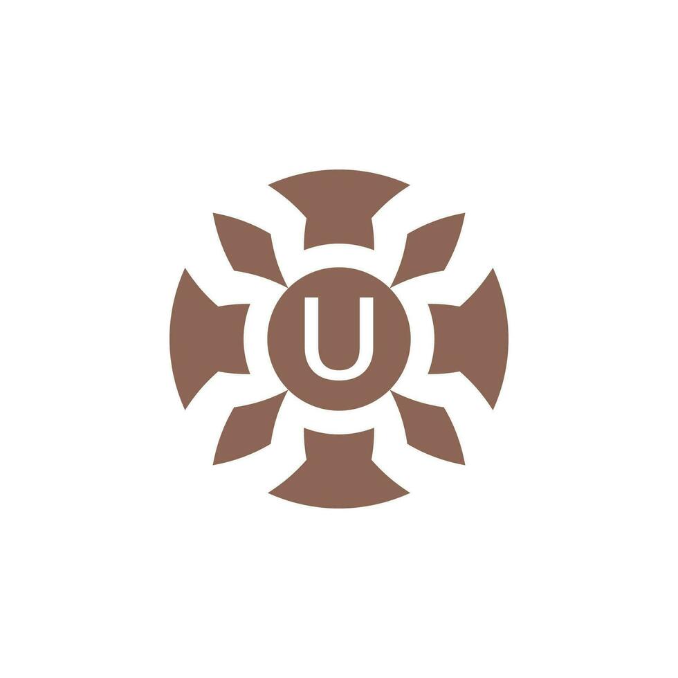 Initial letter U abstract decorative natural leaf pin emblem logo vector