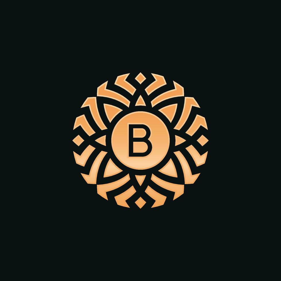 Initial letter B abstract floral medallion emblem logo vector