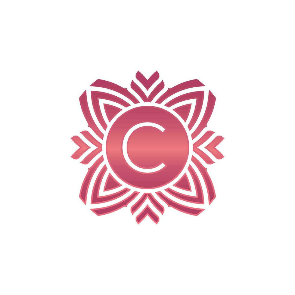 Initial letter C ornamental flower emblem logo vector