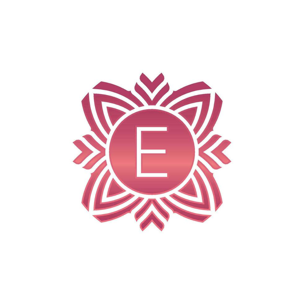 Initial letter E ornamental flower emblem logo vector