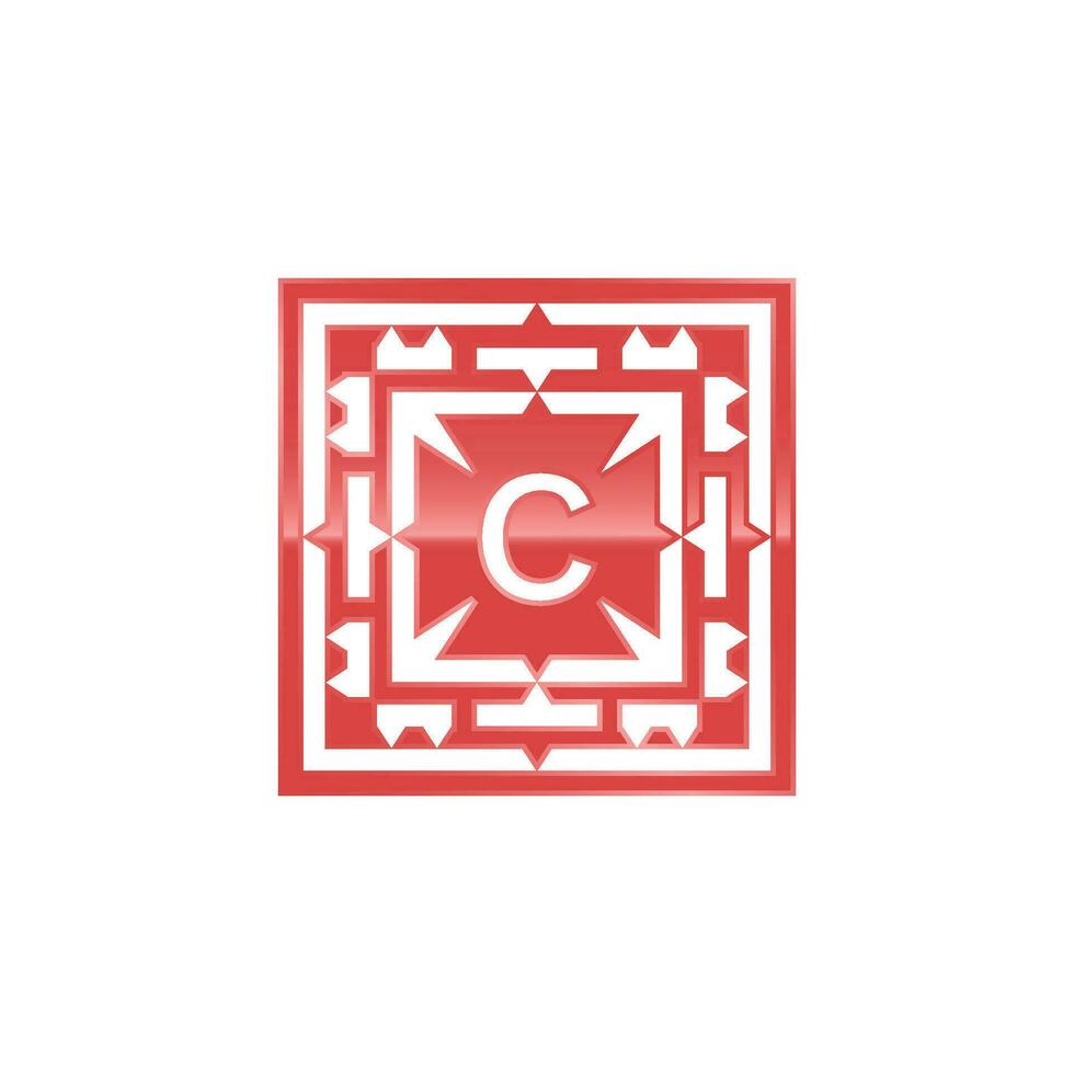 Initial letter C logo, elegant square emblem pattern. vector