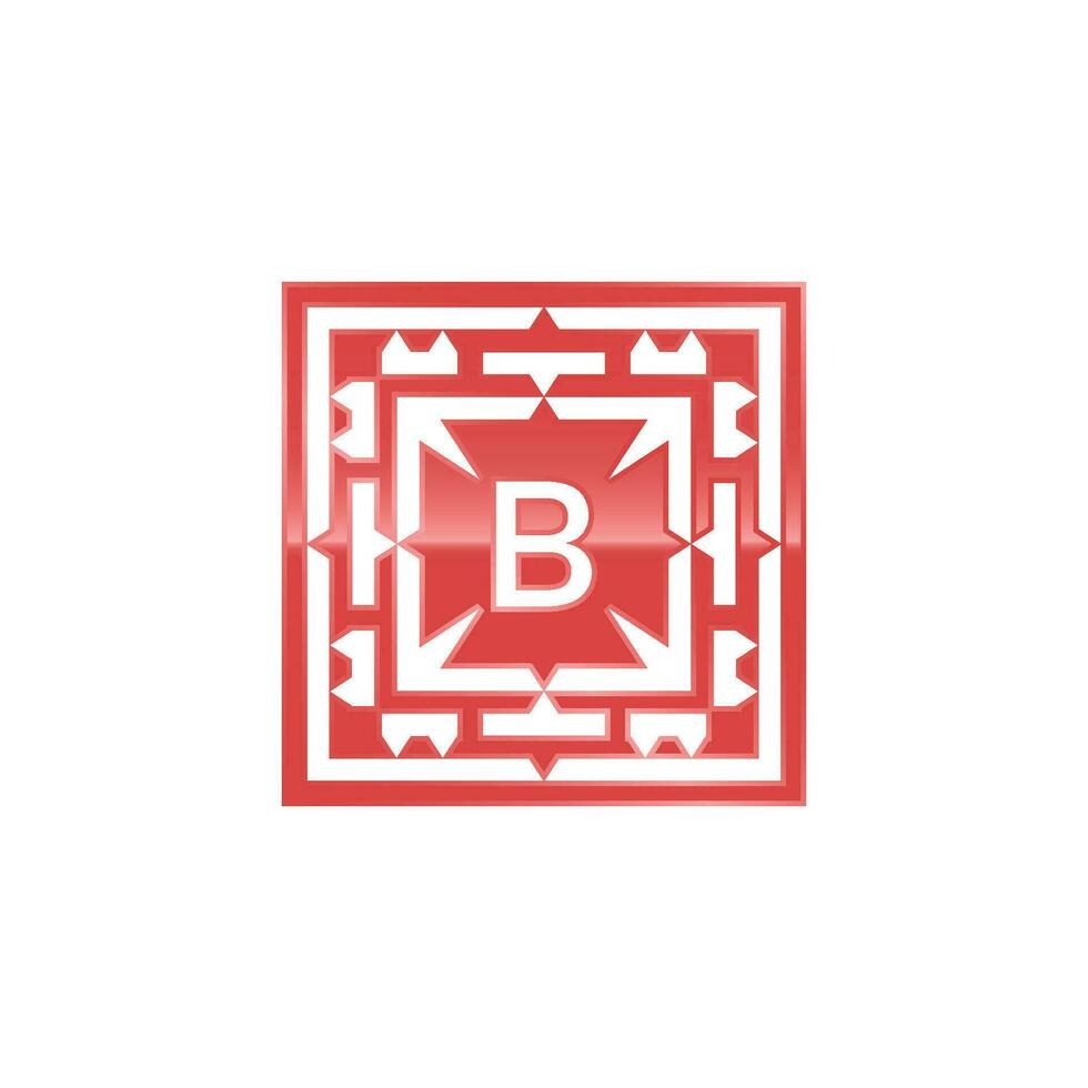 Initial letter B logo, elegant square emblem pattern. vector