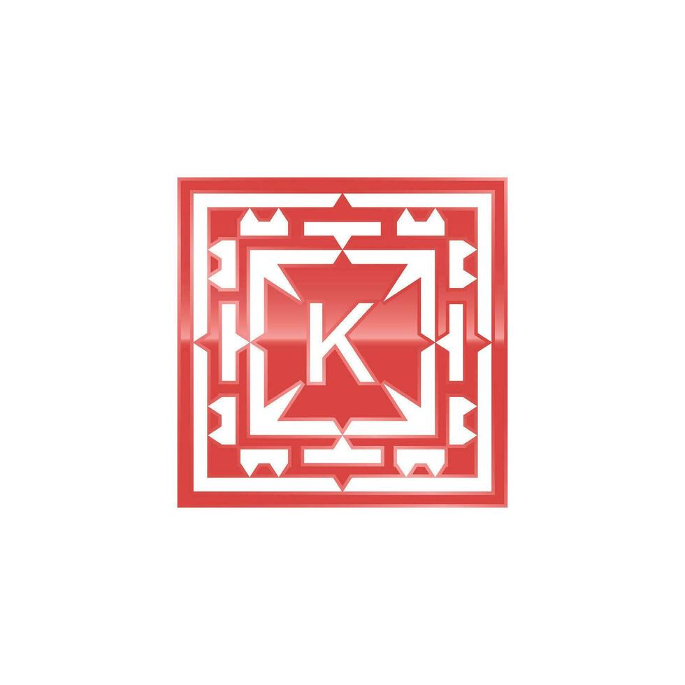Initial letter K logo, elegant square emblem pattern. vector