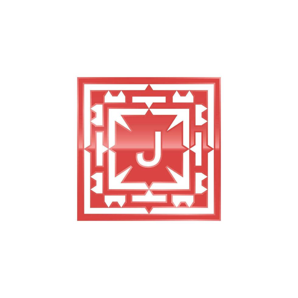 Initial letter J logo, elegant square emblem pattern. vector