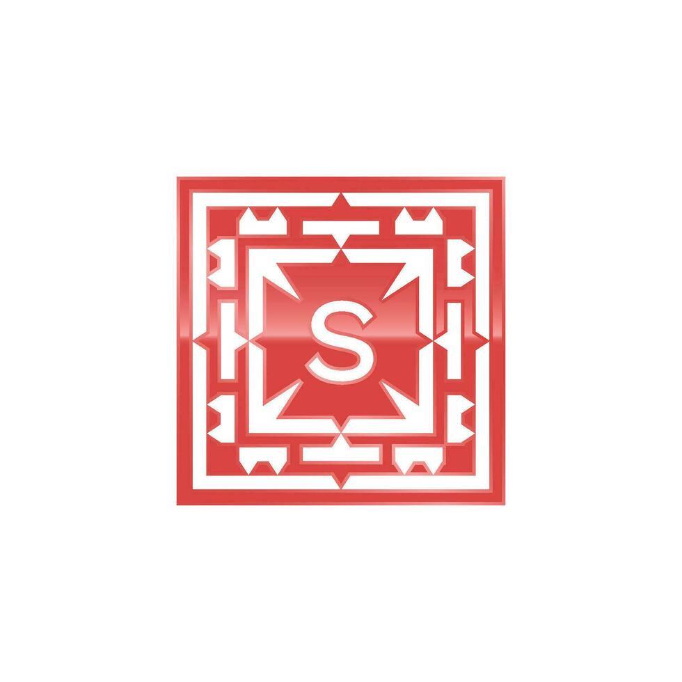 Initial letter S logo, elegant square emblem pattern. vector