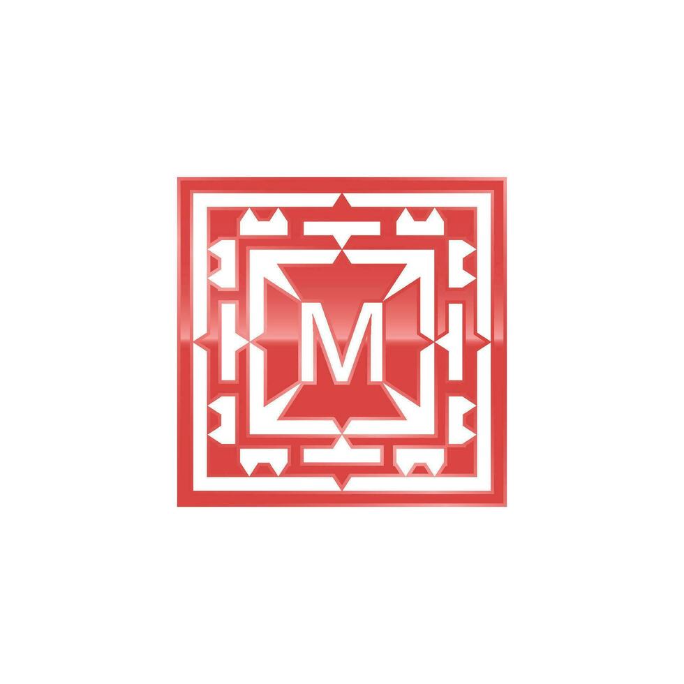 Initial letter M logo, elegant square emblem pattern. vector